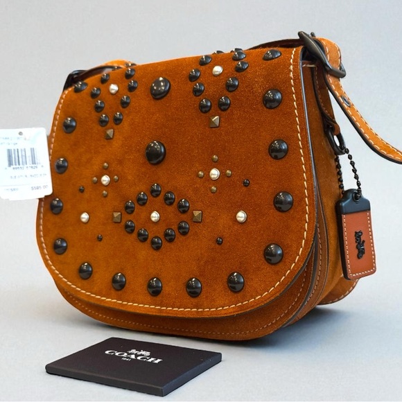 COACH 1941 Suede Western Rivet Saddle Bag 23 - Picture 2 of 15